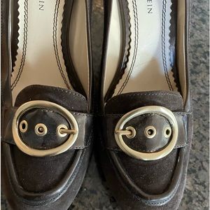 Brown suede high heel